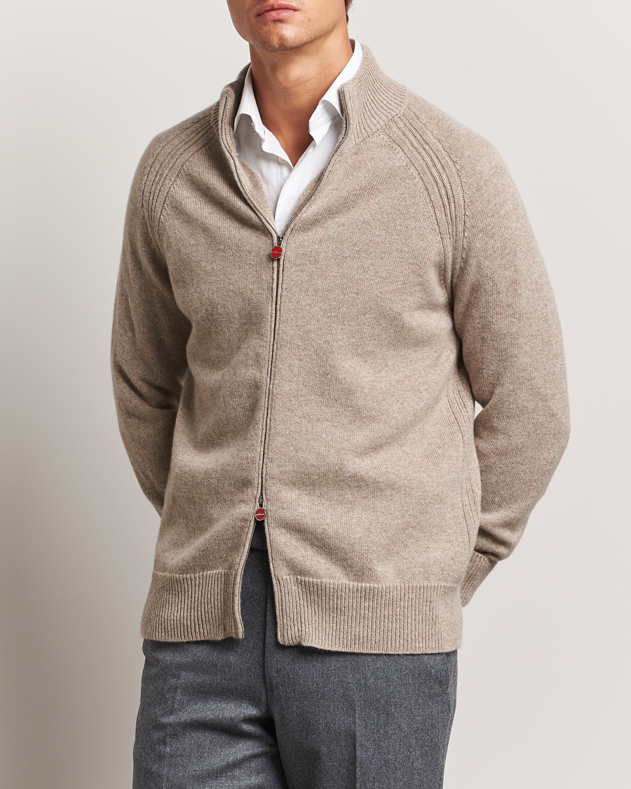 Herre | Gensere | Kiton | Cashmere Raglan Full Zip Beige