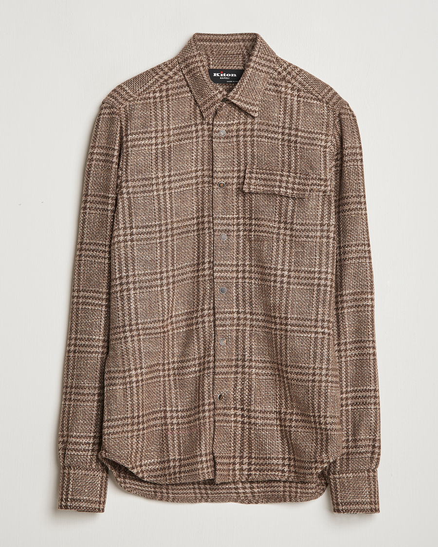 Herre | Skjorter | Kiton | Wool Check Overshirt Brown Check