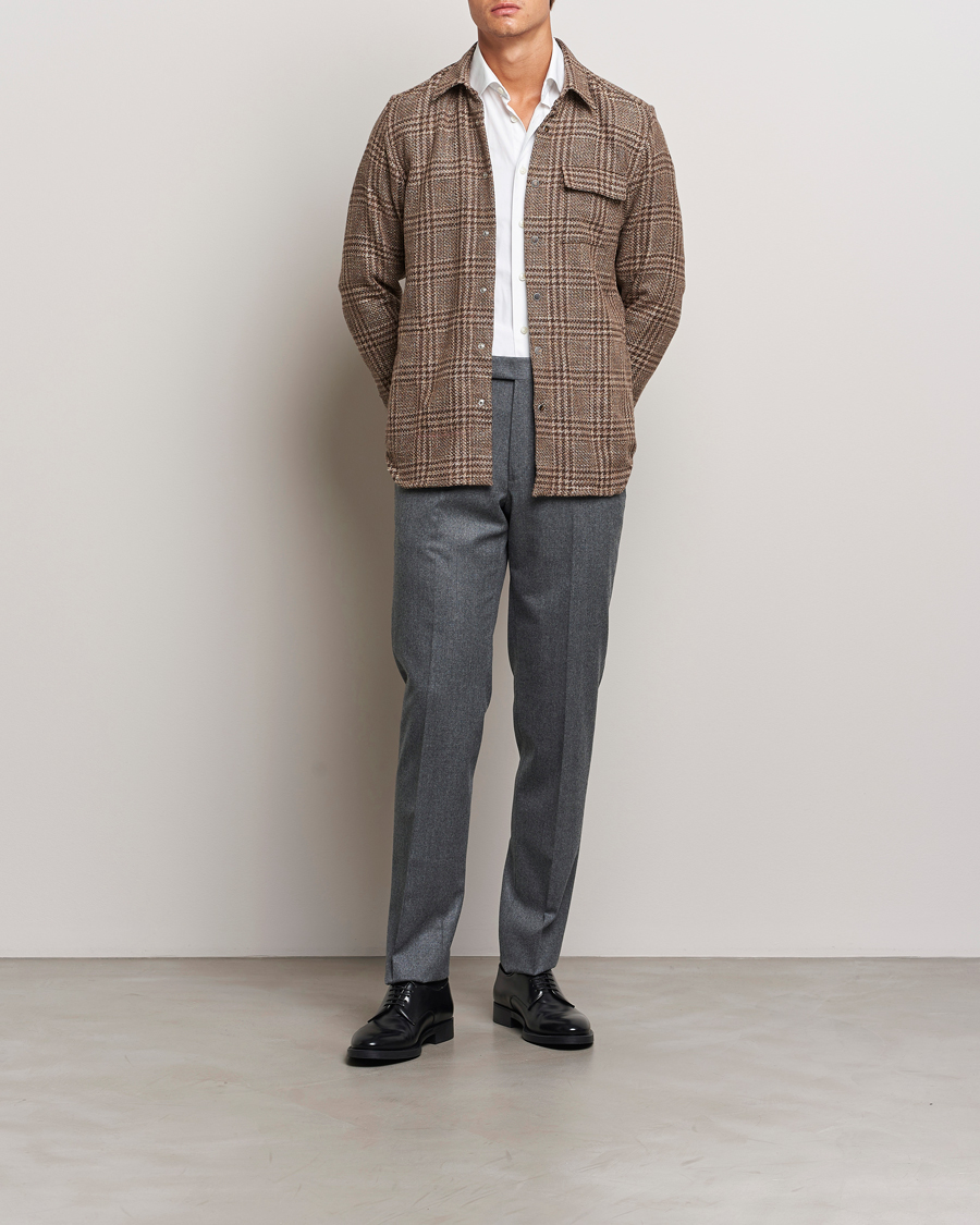 Herre | Skjorter | Kiton | Wool Check Overshirt Brown Check