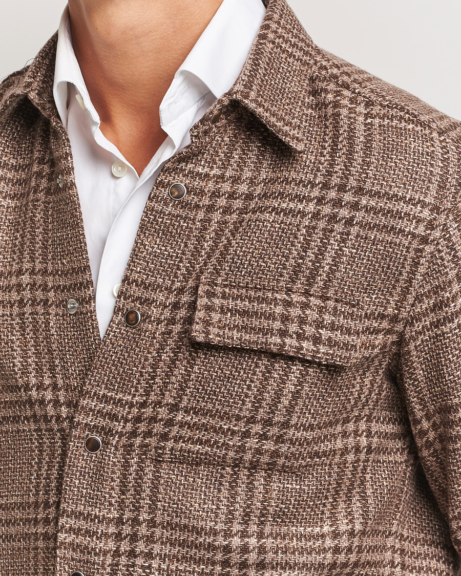 Herre | Skjorter | Kiton | Wool Check Overshirt Brown Check