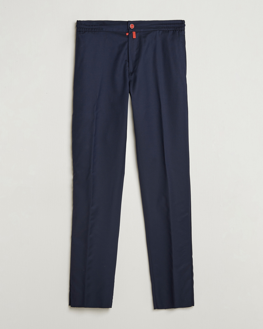 Herre | Bukser | Kiton | Wool Stretch Drawstring Trousers Navy