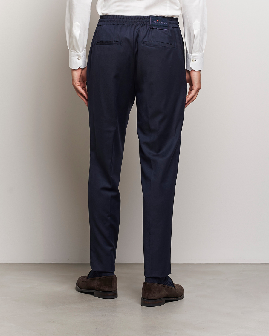 Herre | Bukser | Kiton | Wool Stretch Drawstring Trousers Navy
