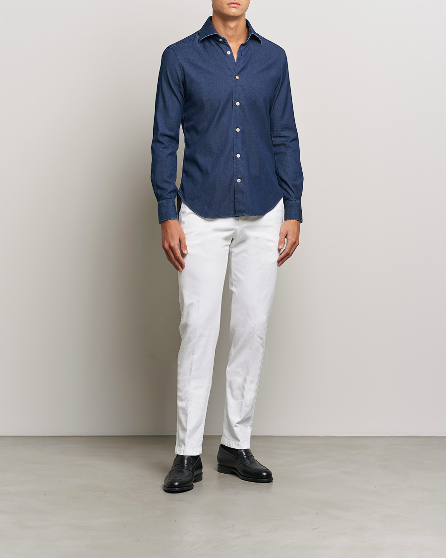 Herre | Bukser | Kiton | Cotton Stretch Trousers Optic White