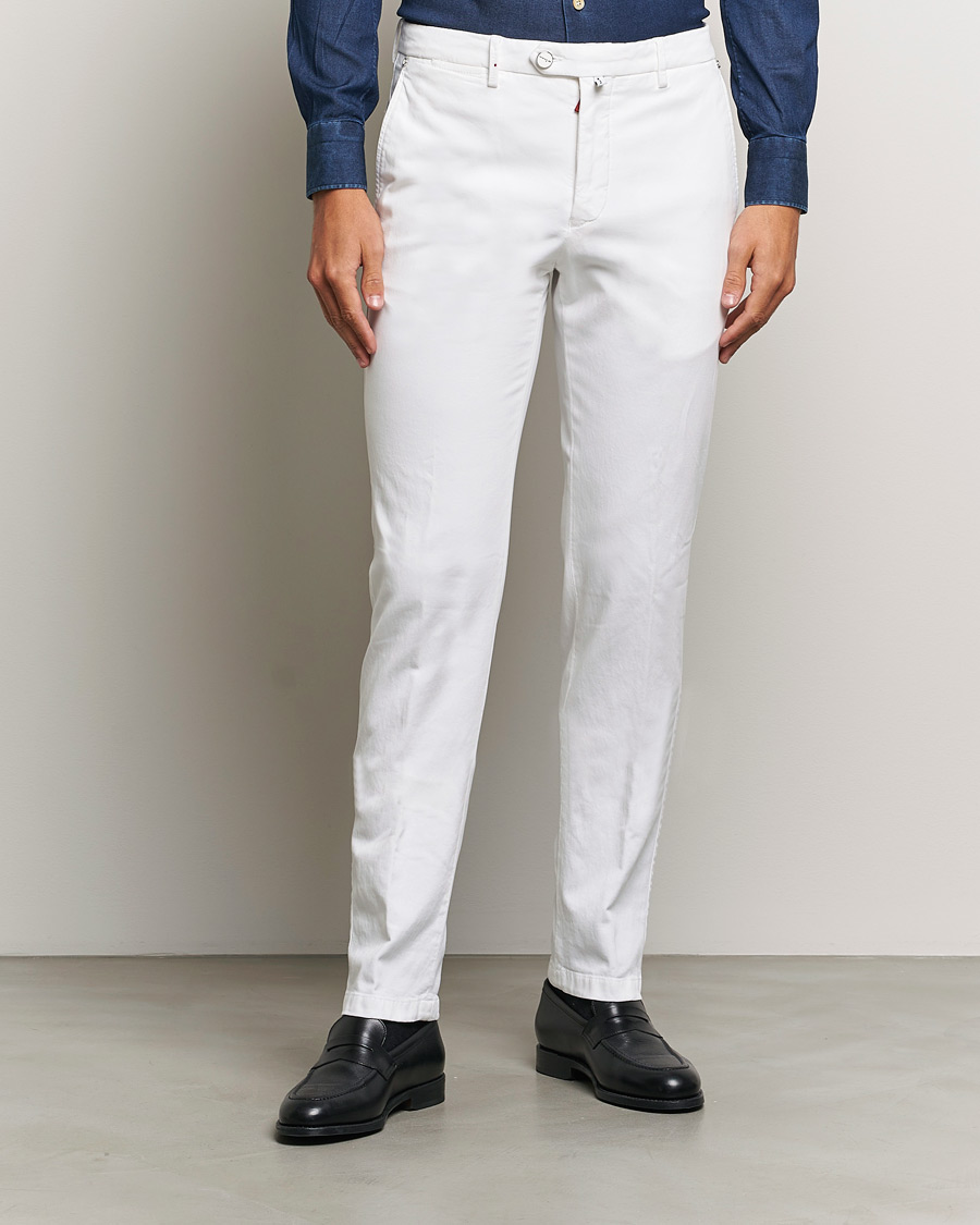 Herre | Bukser | Kiton | Cotton Stretch Trousers Optic White