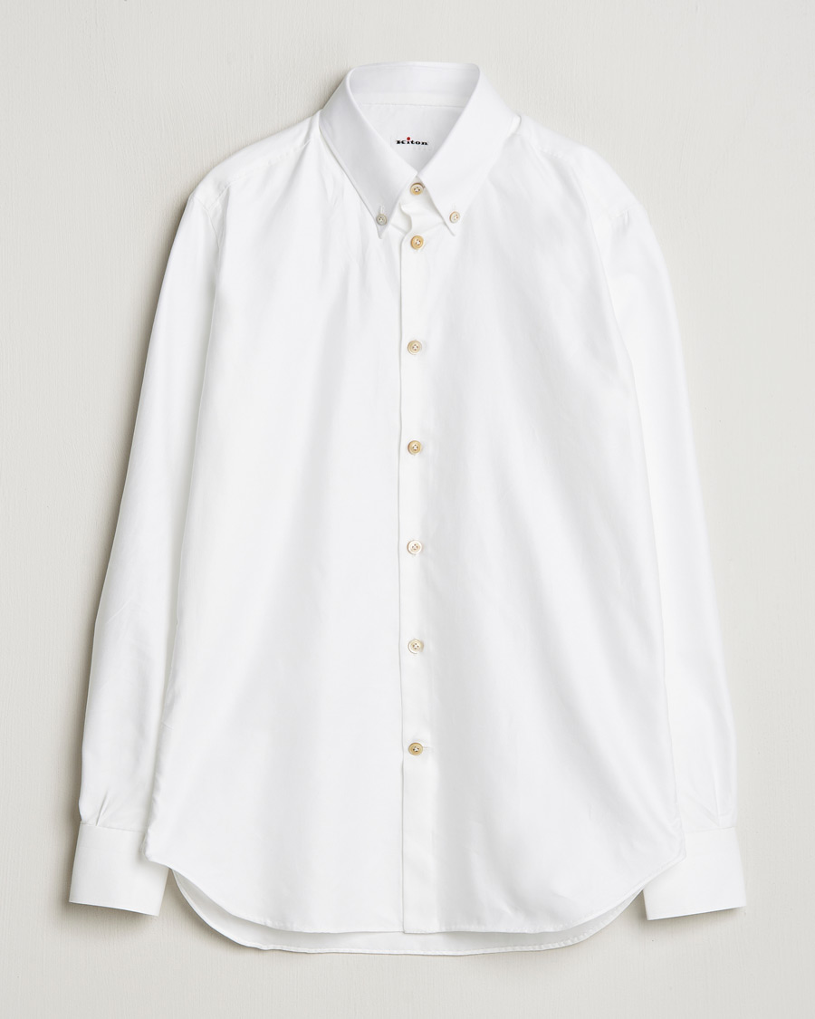 Herre | Skjorter | Kiton | Slim Fit Button Down Oxford Shirt White