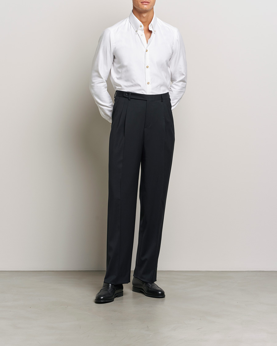 Herre | Skjorter | Kiton | Slim Fit Button Down Oxford Shirt White