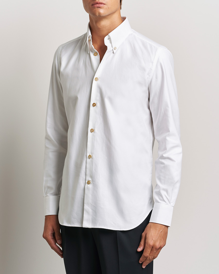 Herre | Skjorter | Kiton | Slim Fit Button Down Oxford Shirt White
