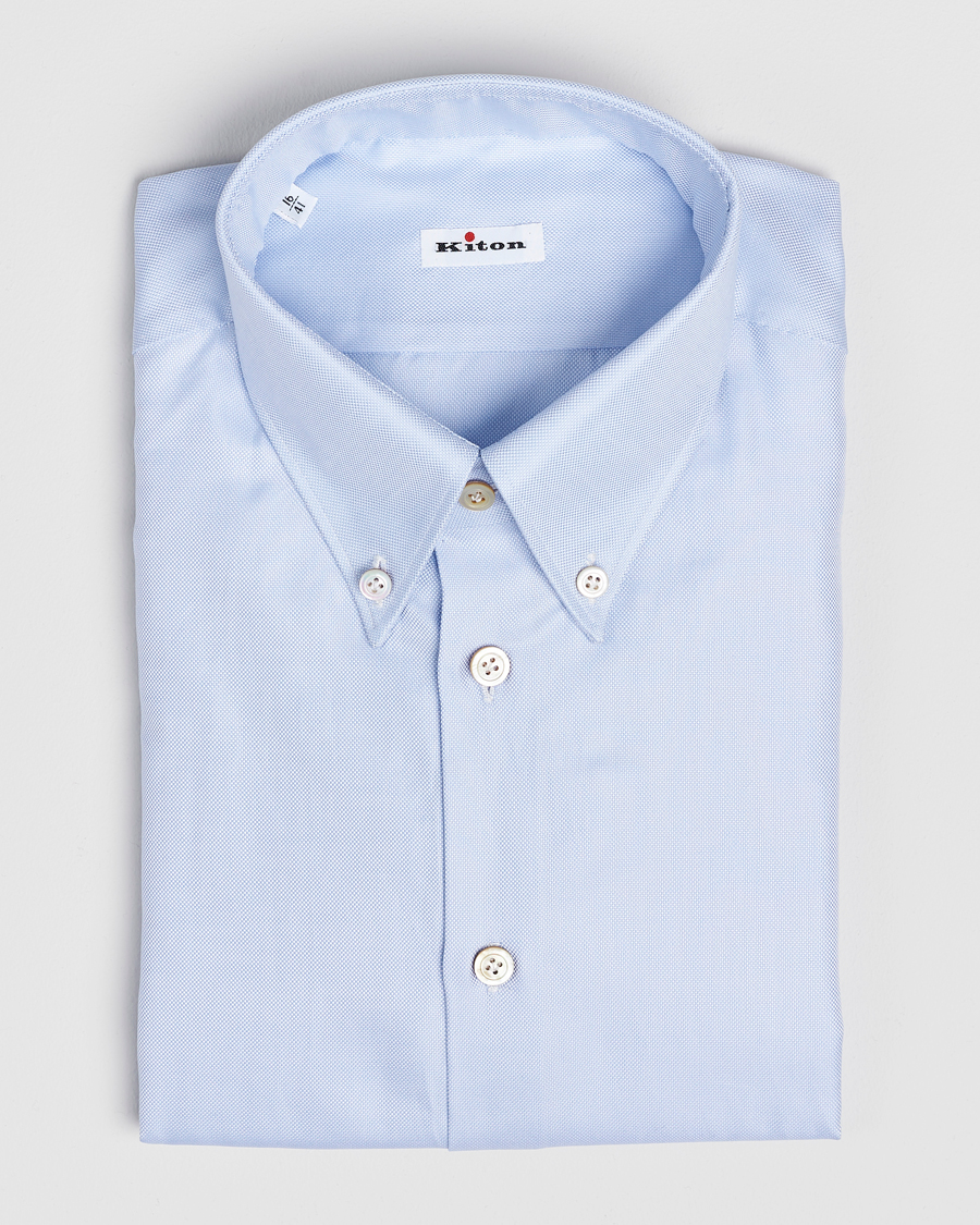 Herre | Skjorter | Kiton | Slim Fit Button Down Oxford Shirt Light Blue