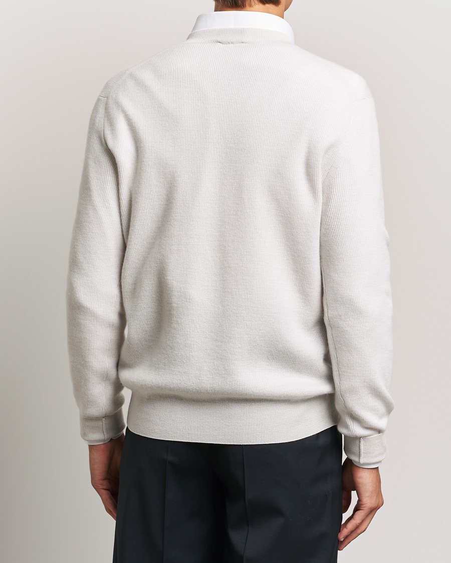 Herre | Gensere | Brioni | Rib Cashmere V-Neck Sweater Light Grey