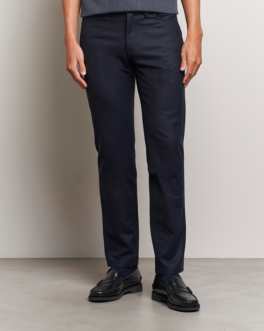 Herre | Bukser | Brioni | Slim Fit 5-Pocket Flannel Pants Navy