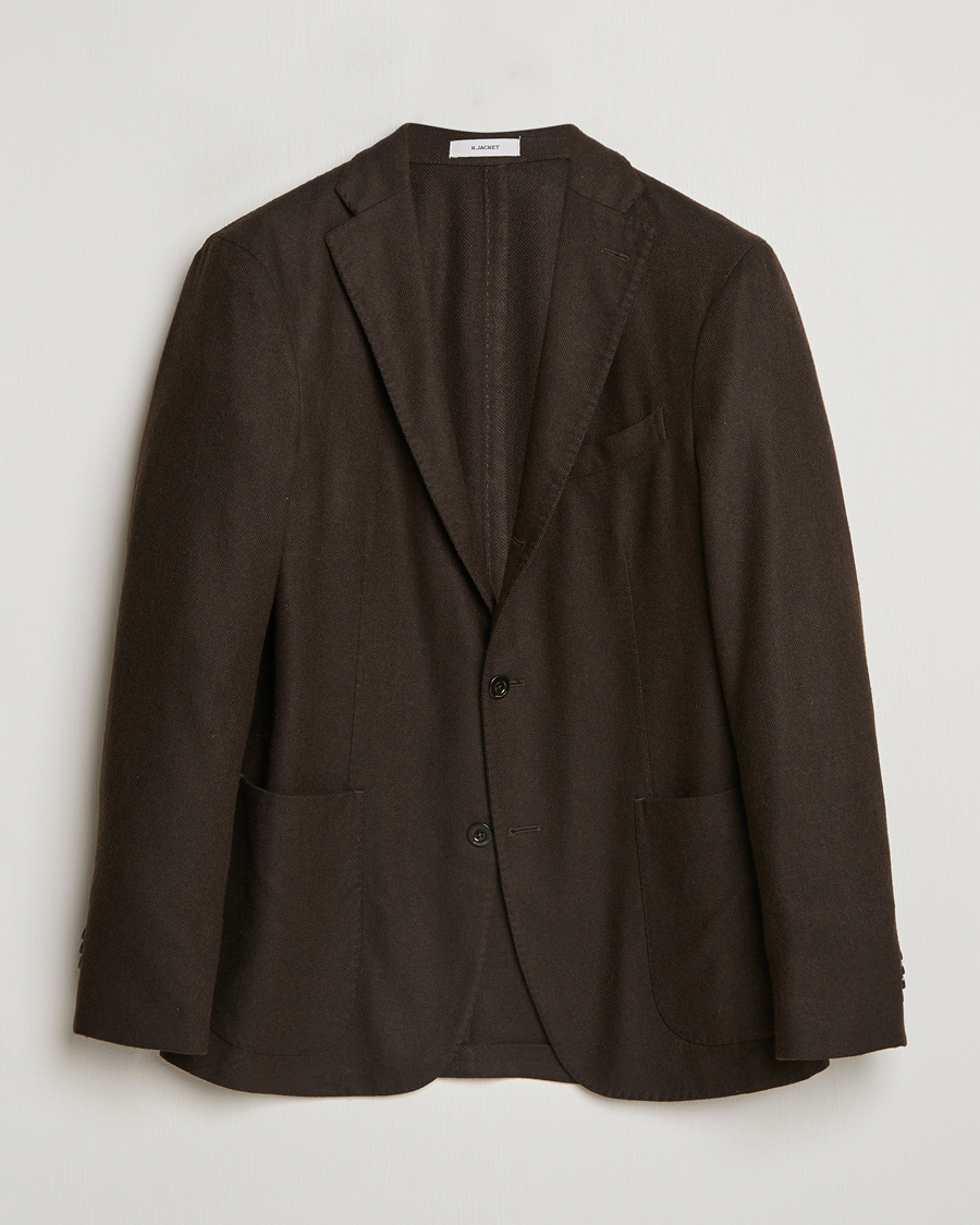Herre | Dressjakker | Boglioli | K Jacket Wool Herringbone Blazer Dark Brown