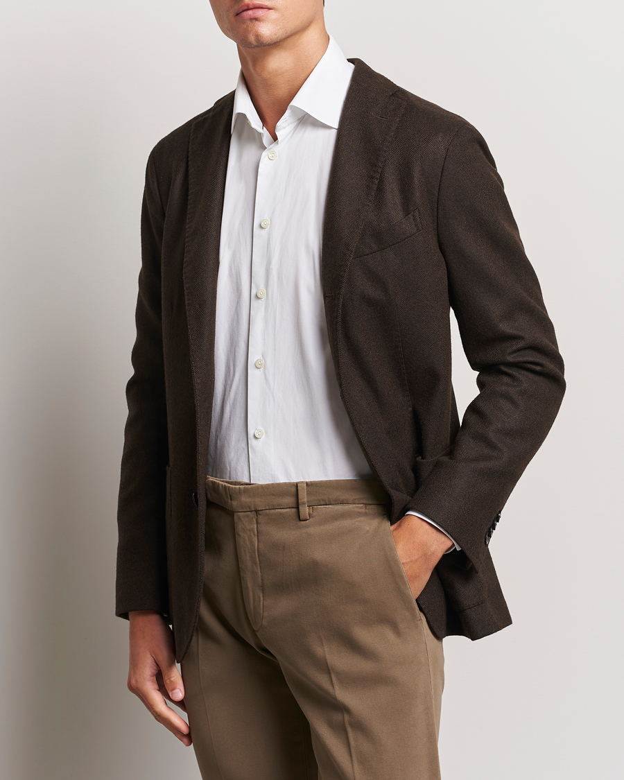 Herre | Dressjakker | Boglioli | K Jacket Wool Herringbone Blazer Dark Brown