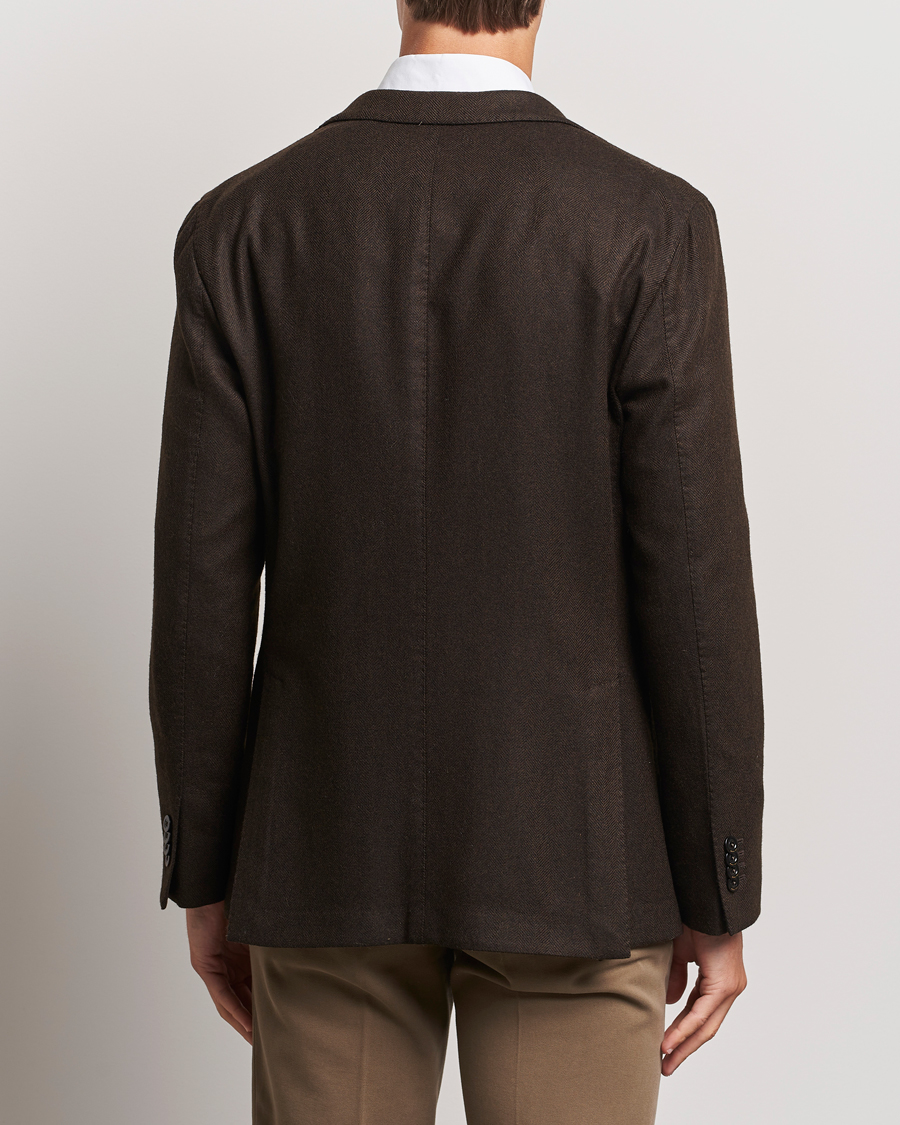 Herre | Dressjakker | Boglioli | K Jacket Wool Herringbone Blazer Dark Brown
