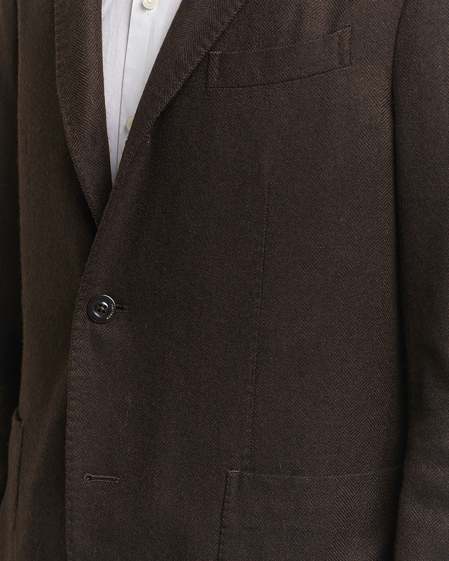 Herre | Dressjakker | Boglioli | K Jacket Wool Herringbone Blazer Dark Brown