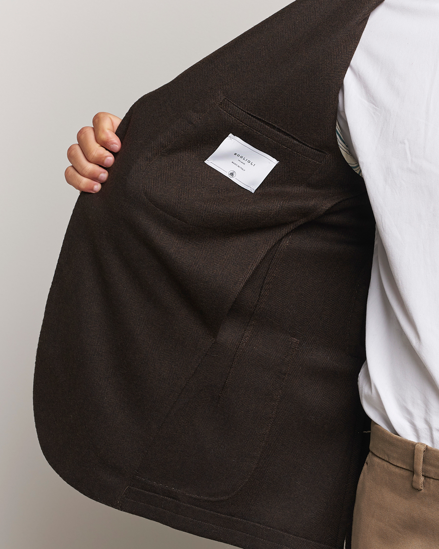 Herre | Dressjakker | Boglioli | K Jacket Wool Herringbone Blazer Dark Brown