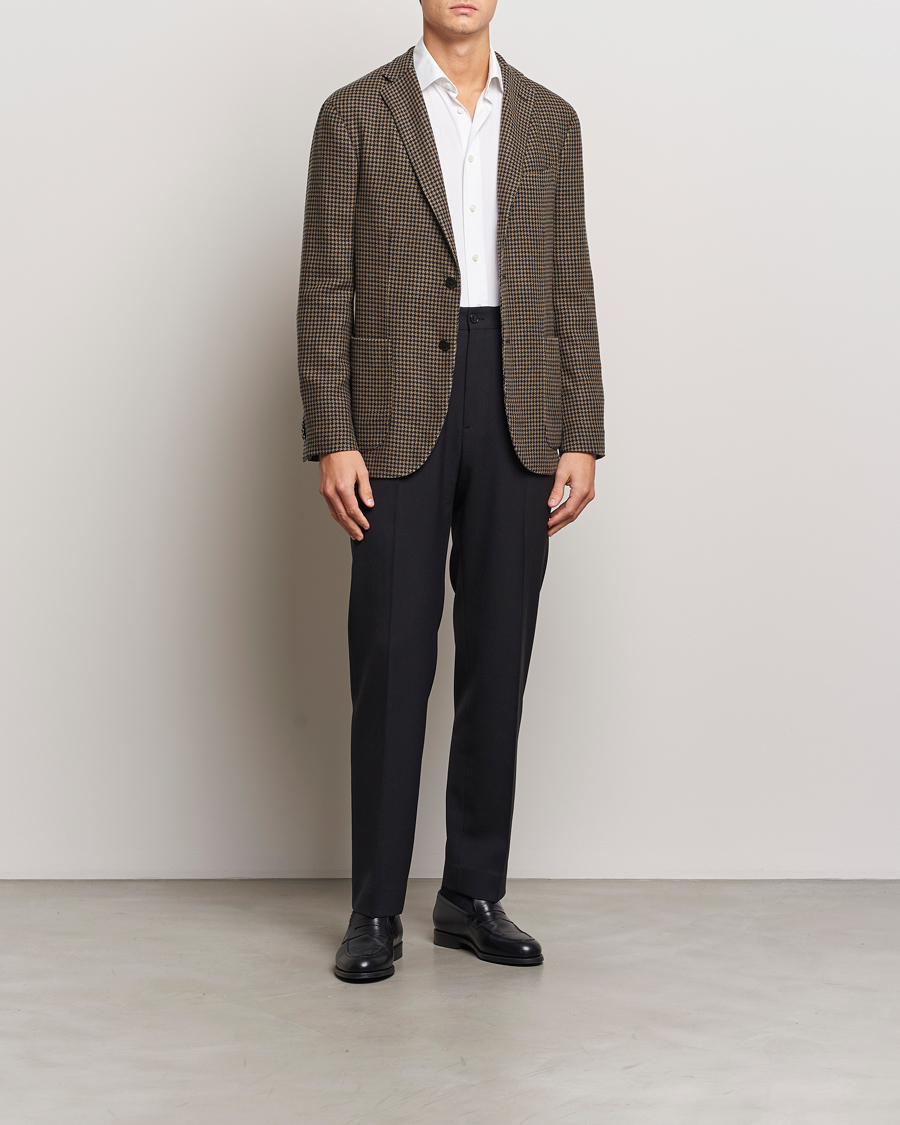 Herre | Dressjakker | Boglioli | K Jacket Houndstooth Wool Blazer Brown