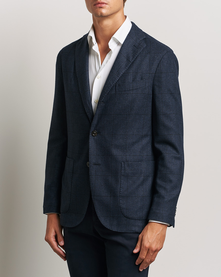 Herre | Dressjakker | Boglioli | K Jacket Overcheck Wool Blazer Navy