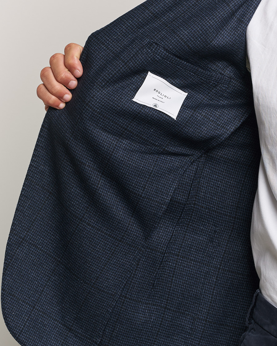 Herre | Dressjakker | Boglioli | K Jacket Overcheck Wool Blazer Navy
