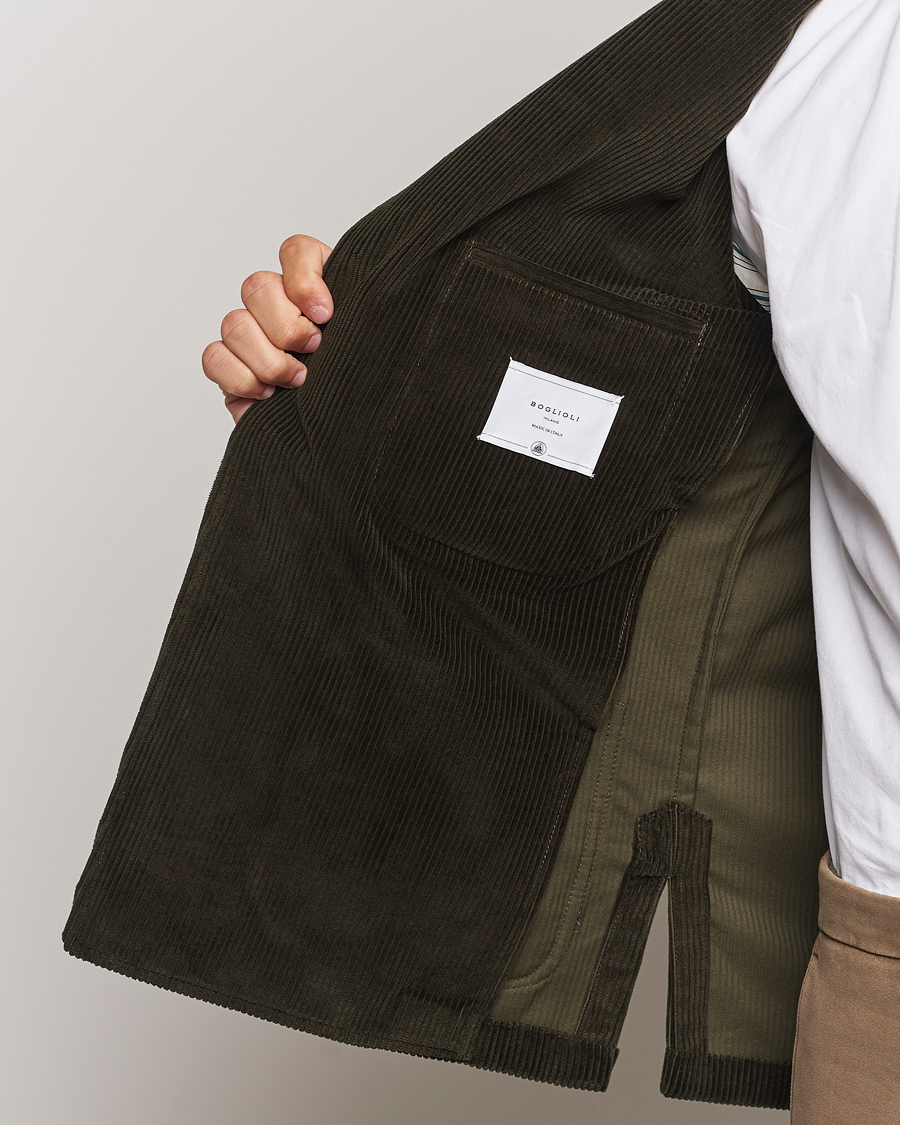 Herre | Dressjakker | Boglioli | Wale Corduroy Painter Jacket Dark Green