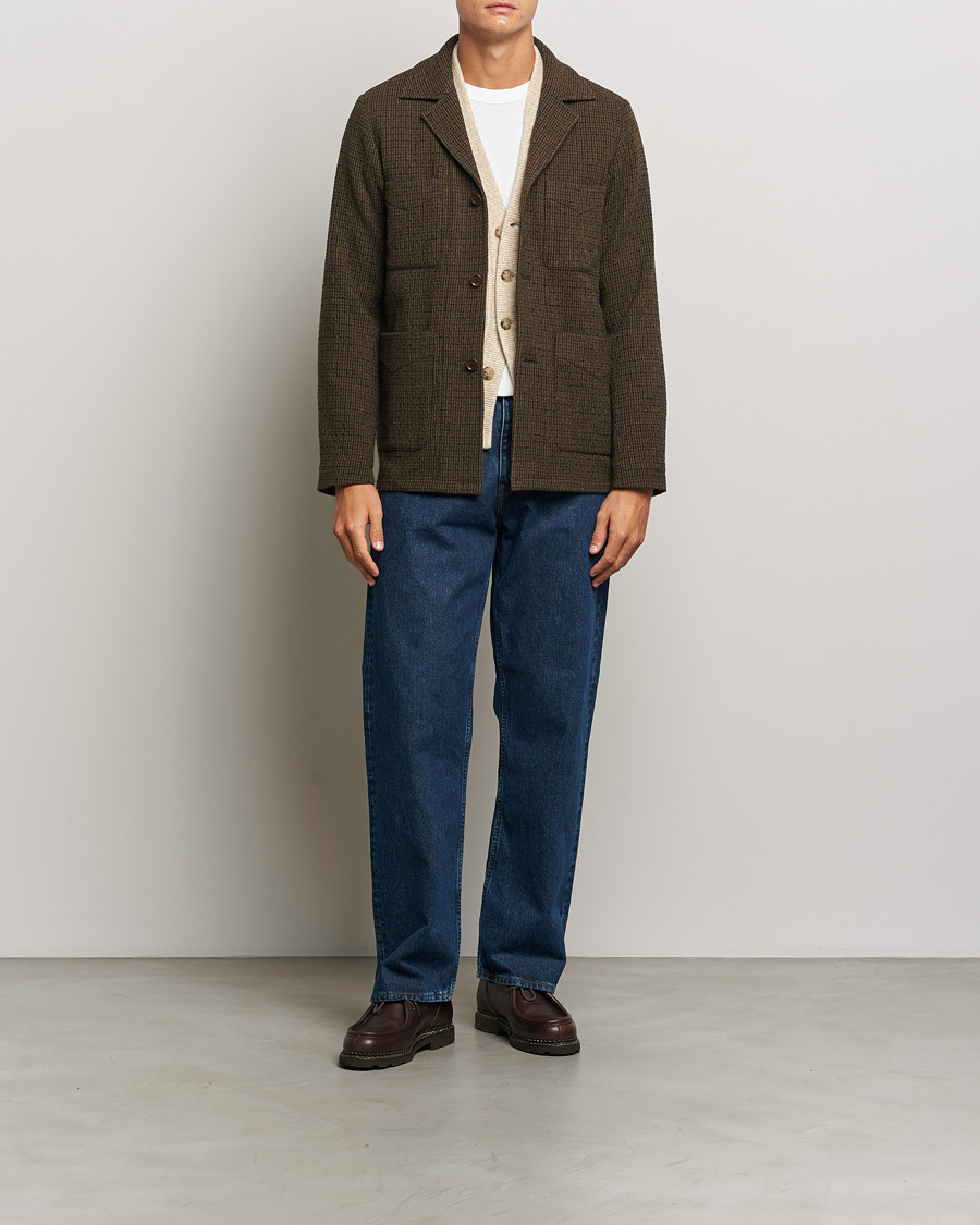 Herre | Jakker | Aspesi | Wool Houndstooth Jacket Dark Brown