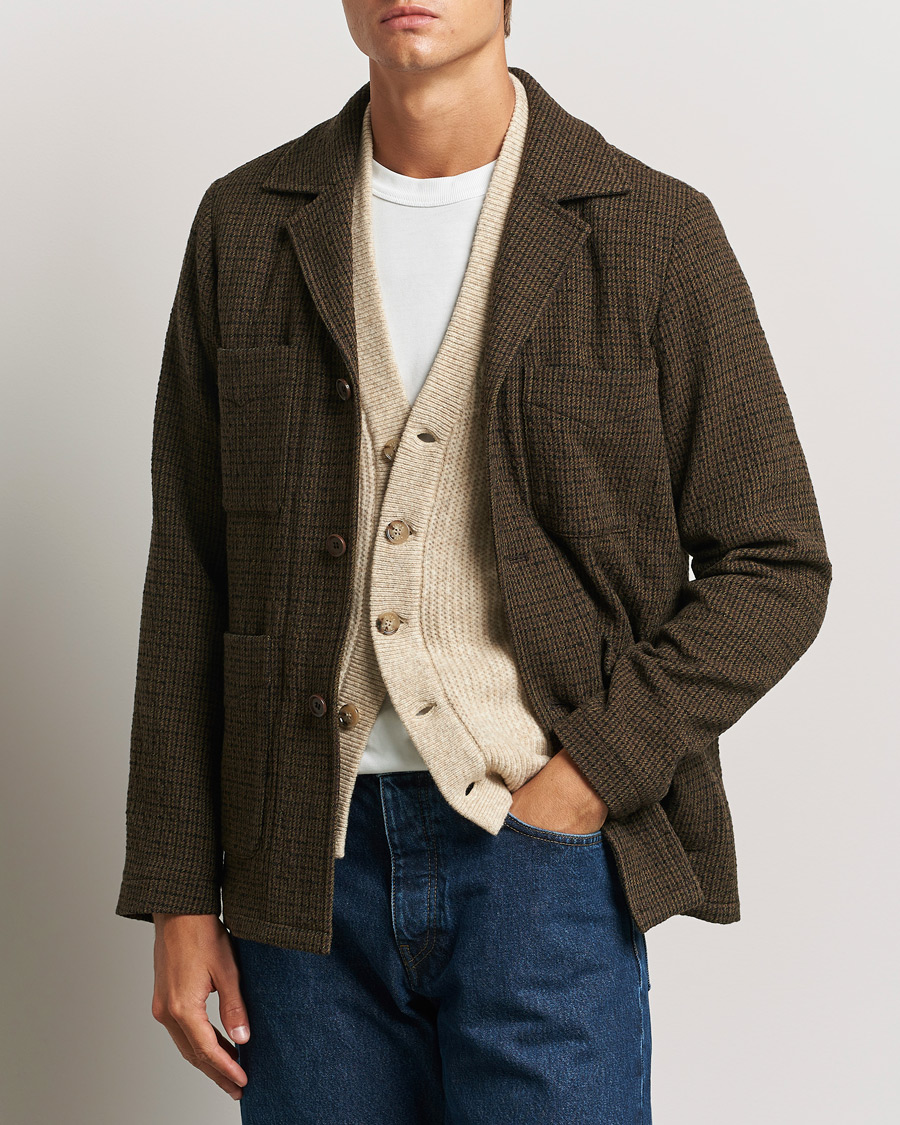 Herre | Jakker | Aspesi | Wool Houndstooth Jacket Dark Brown