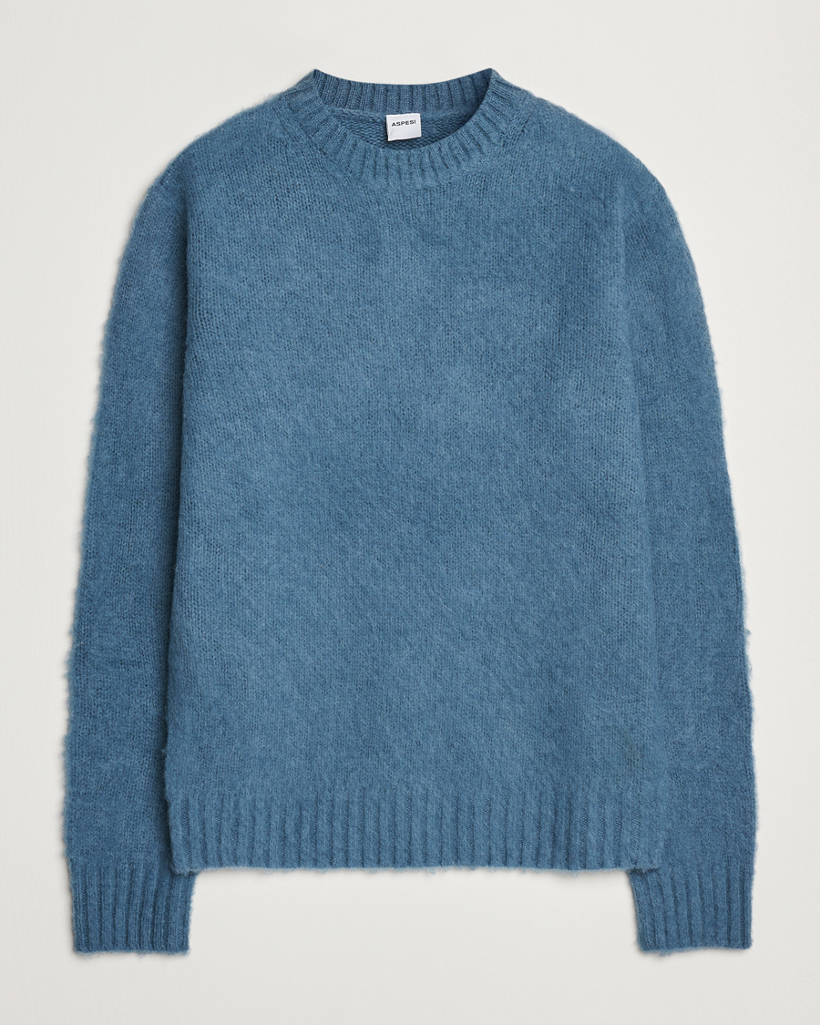 Herre | Gensere | Aspesi | Brushed Shetland Sweater Blue