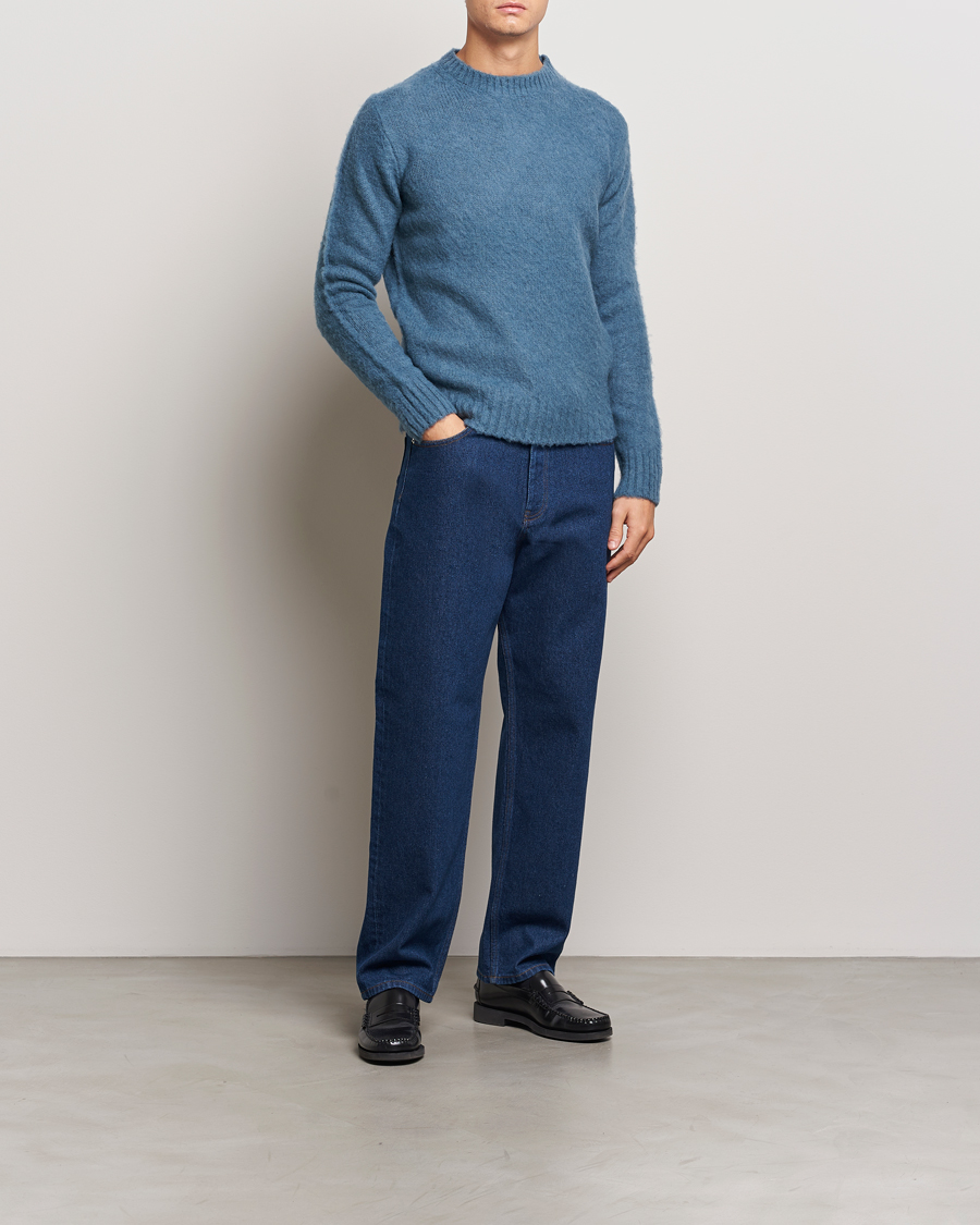 Herre | Gensere | Aspesi | Brushed Shetland Sweater Blue