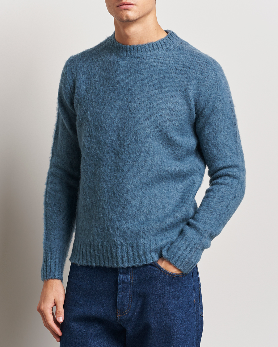 Herre | Gensere | Aspesi | Brushed Shetland Sweater Blue