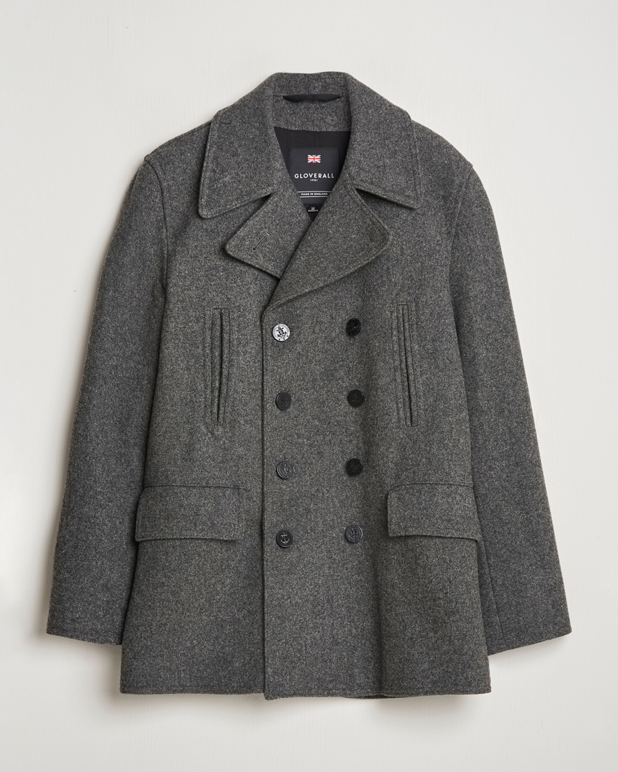 Herre | Jakker | Gloverall | Churchill Reefer Peacoat Grey