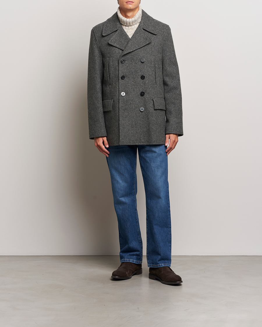 Herre | Jakker | Gloverall | Churchill Reefer Peacoat Grey