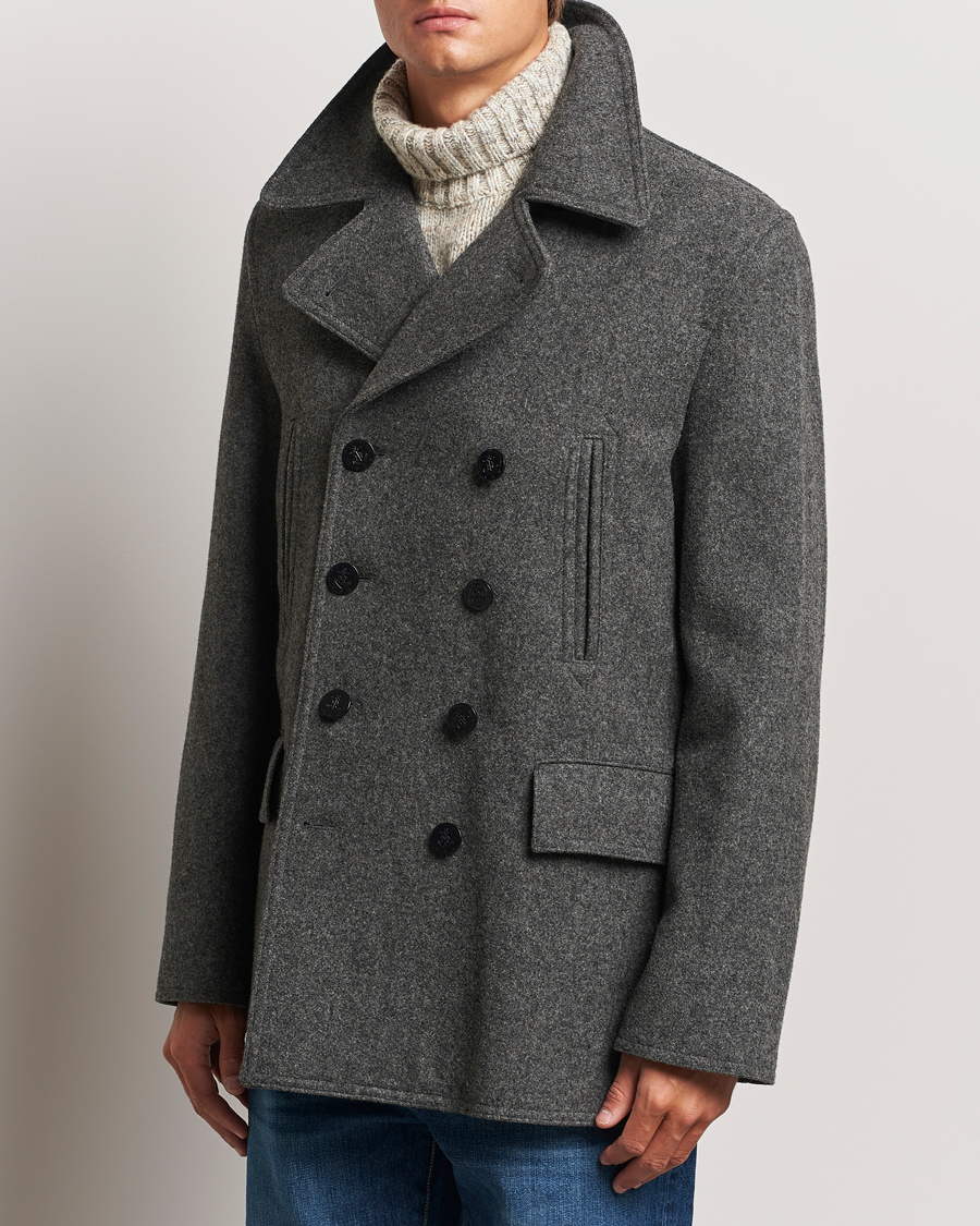 Herre | Jakker | Gloverall | Churchill Reefer Peacoat Grey