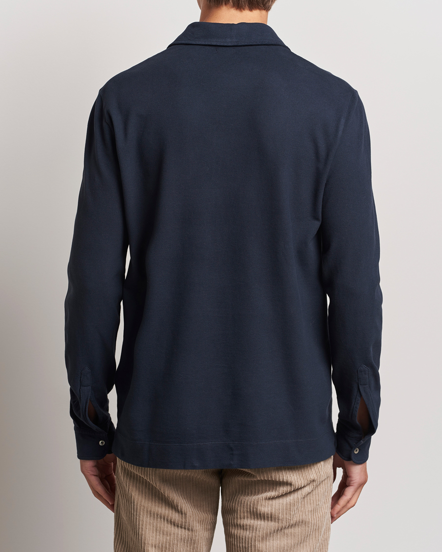 Herre | Gensere | Massimo Alba | Ischia Cotton/Cashmere Long Sleeve Polo Navy
