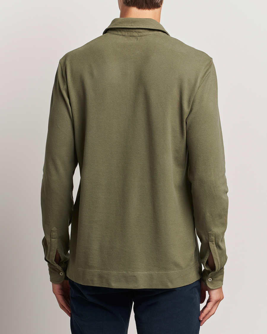 Herre | Gensere | Massimo Alba | Ischia Cotton/Cashmere Long Sleeve Polo Military