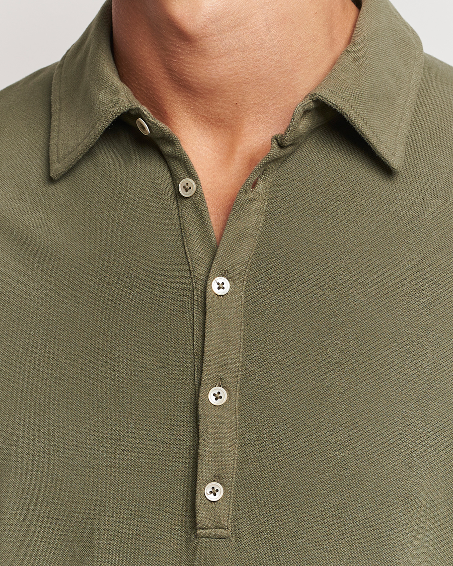 Herre | Gensere | Massimo Alba | Ischia Cotton/Cashmere Long Sleeve Polo Military