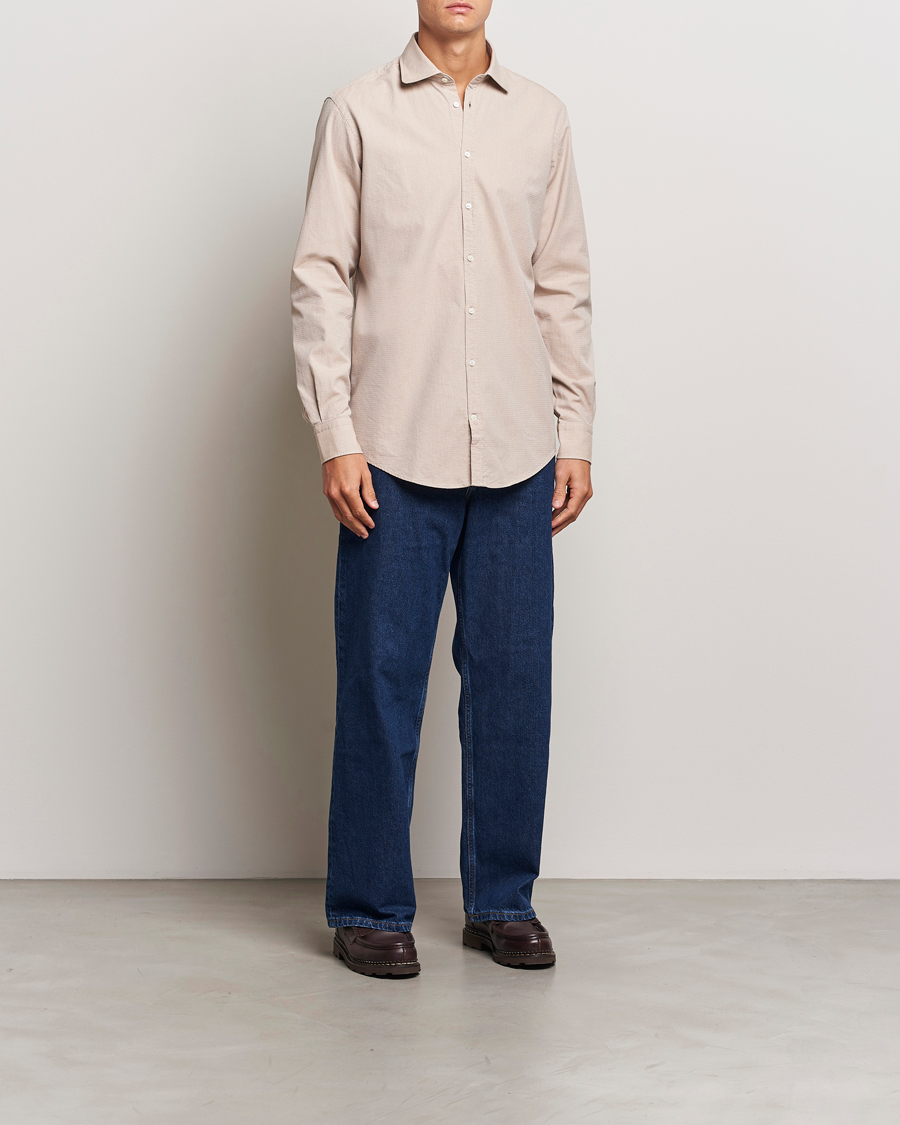 Herre | Skjorter | Massimo Alba | Canary Cotton Voile Casual Shirt Beige
