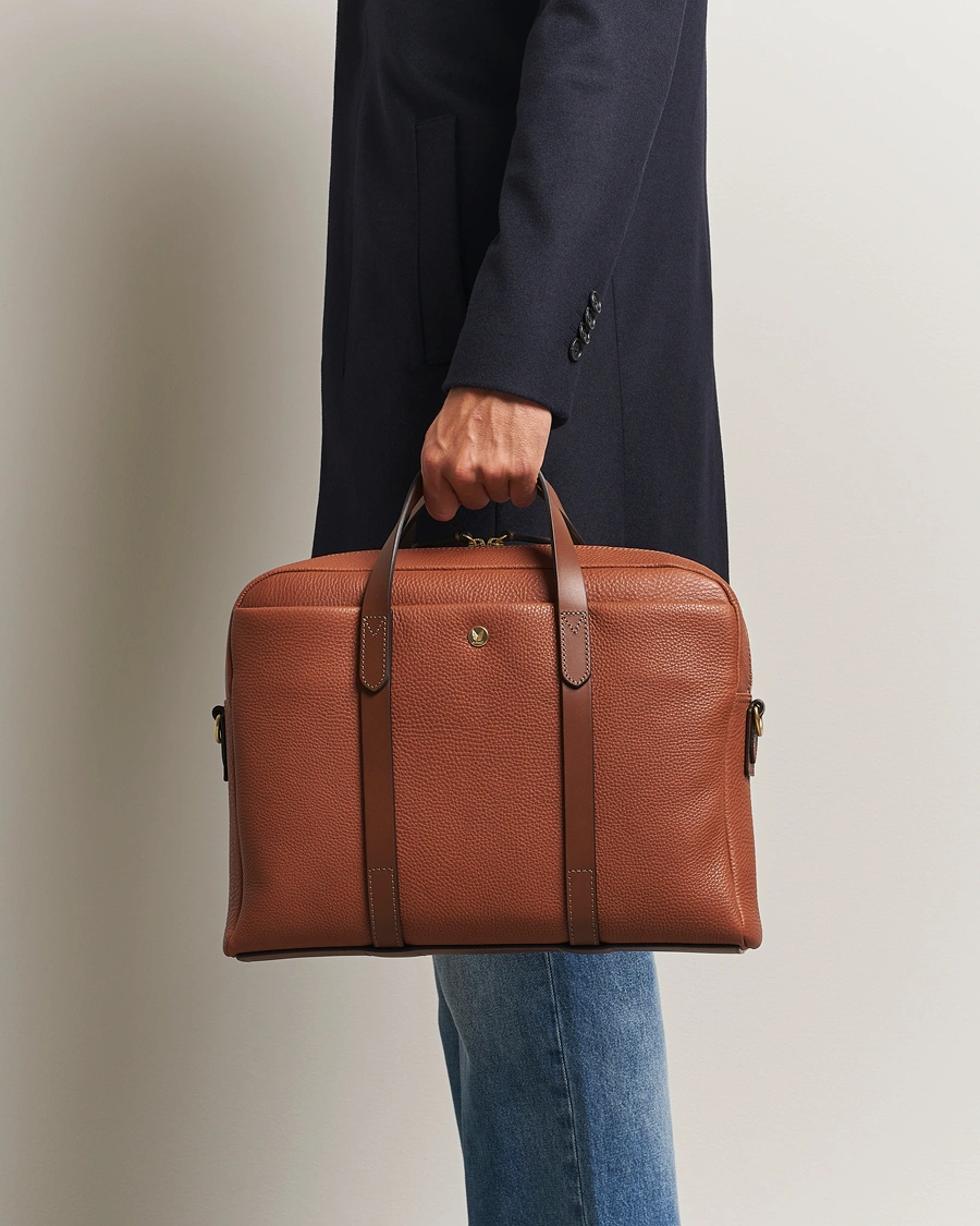 Herre | Vesker | Mismo | Aspire Pebbled Leather Briefcase Tabac