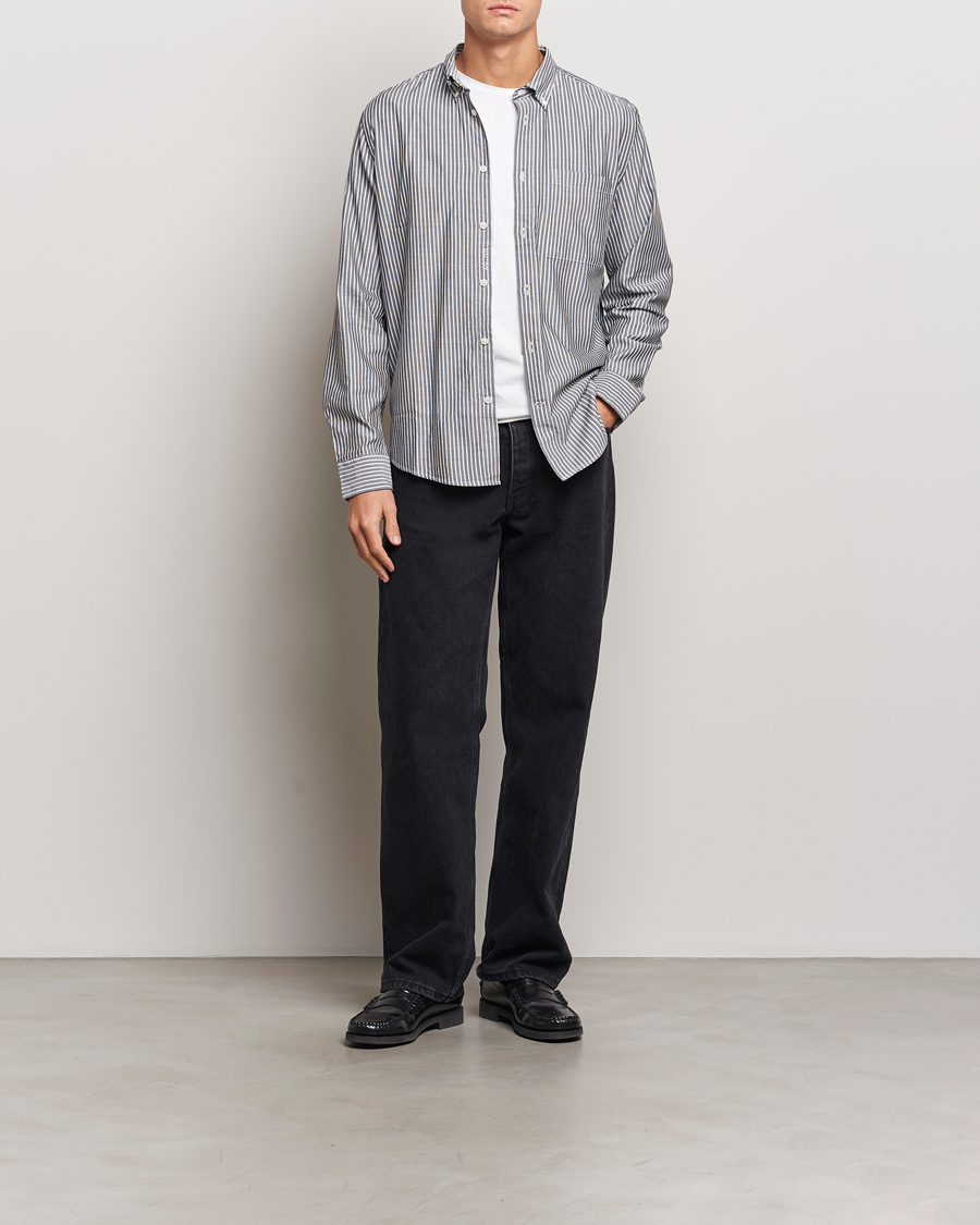 Herre | Skjorter | NN07 | Arne Tencel Striped Shirt Black/White