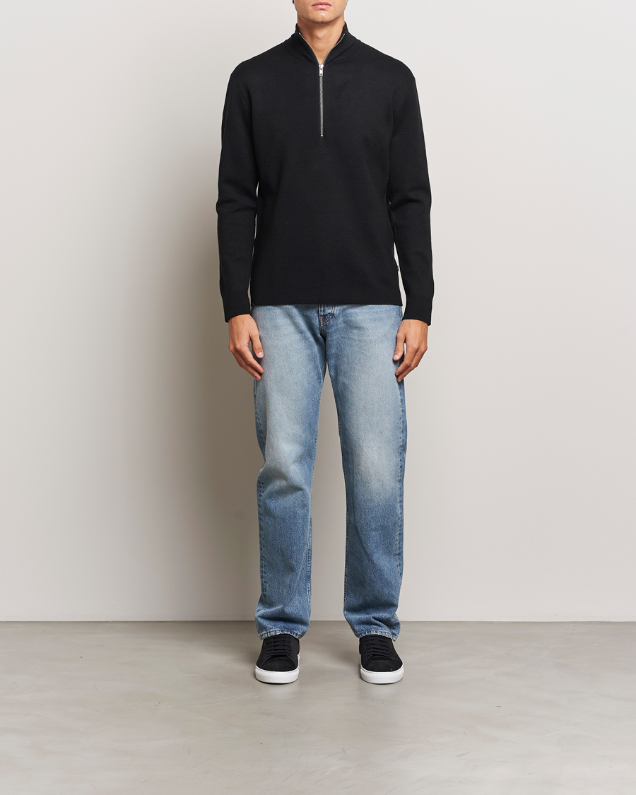 Herre | Gensere | NN07 | Harald Cotton/Modal Half Zip Black