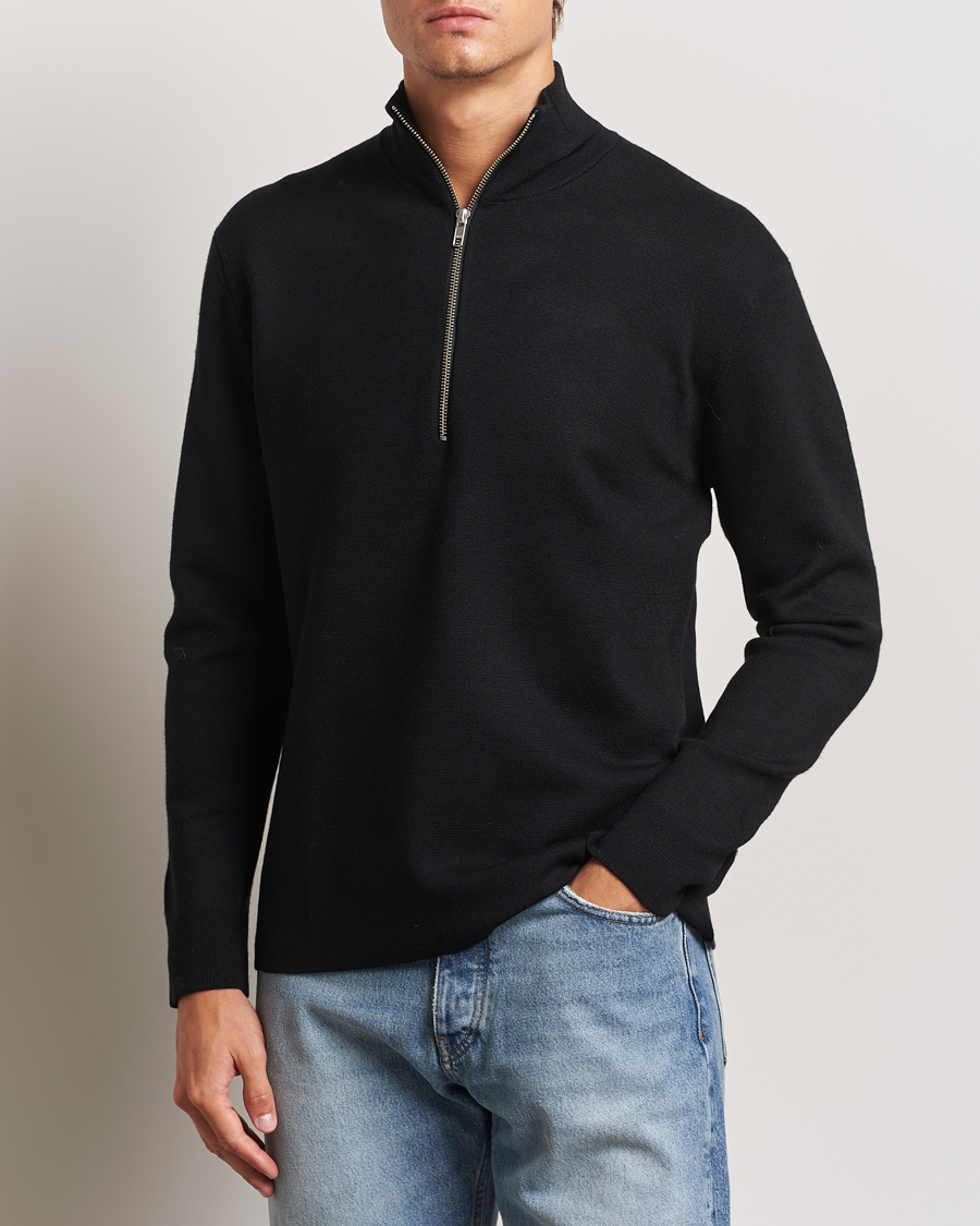 Herre | Gensere | NN07 | Harald Cotton/Modal Half Zip Black
