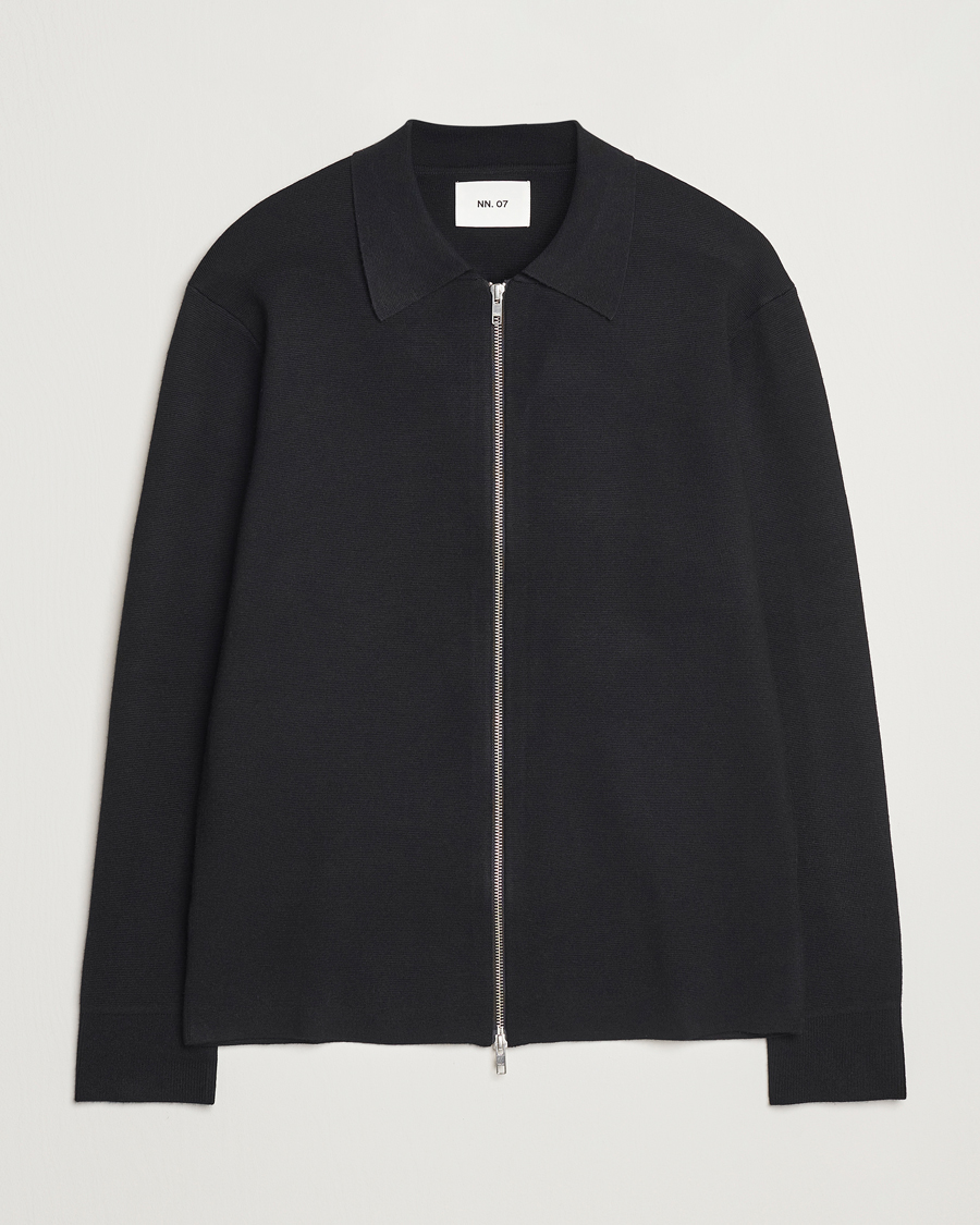Herre | Gensere | NN07 | Harald Cotton/Modal Full Zip Black