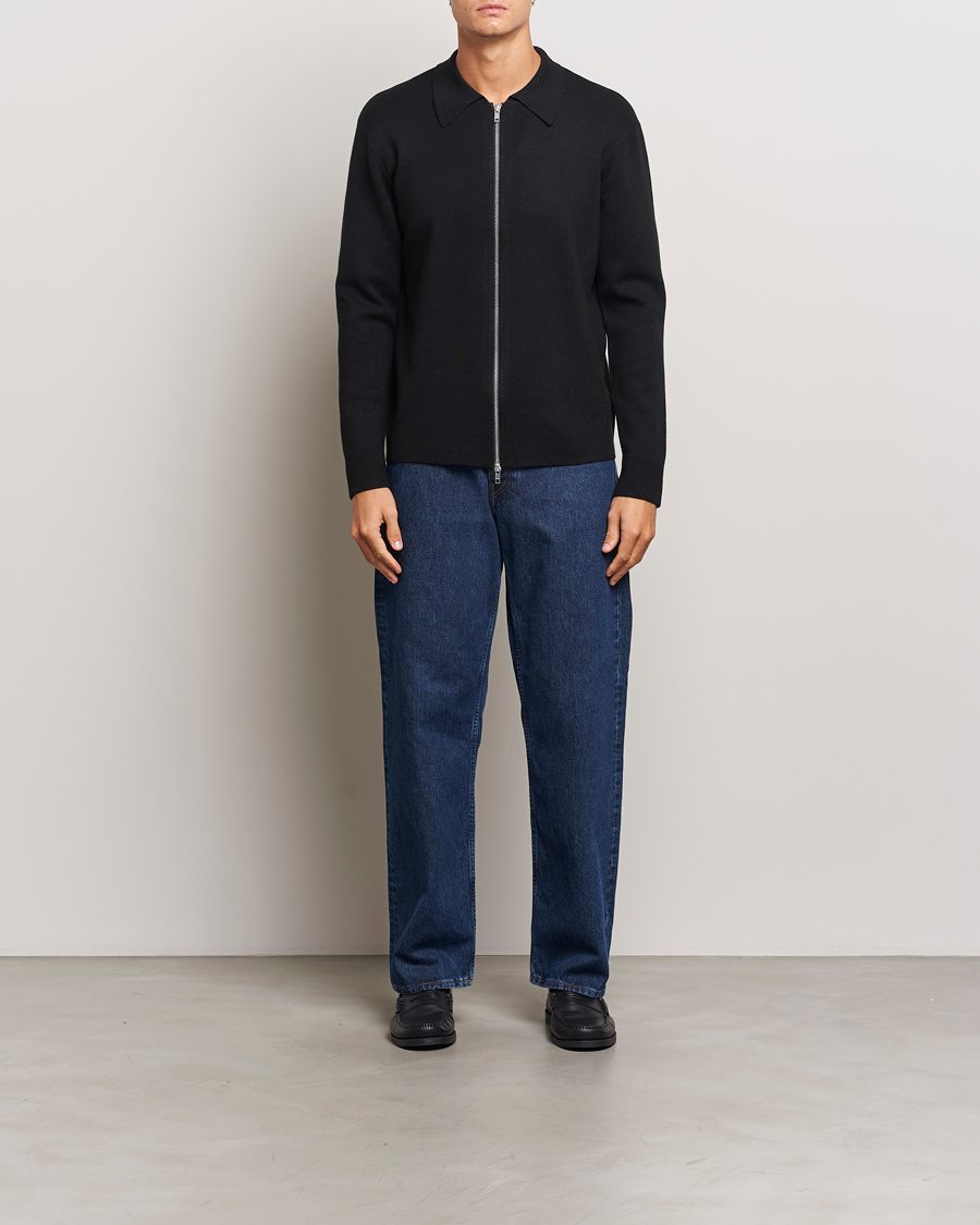 Herre | Gensere | NN07 | Harald Cotton/Modal Full Zip Black