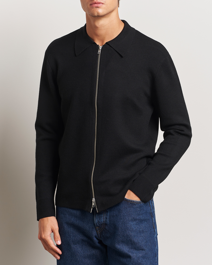 Herre | Gensere | NN07 | Harald Cotton/Modal Full Zip Black