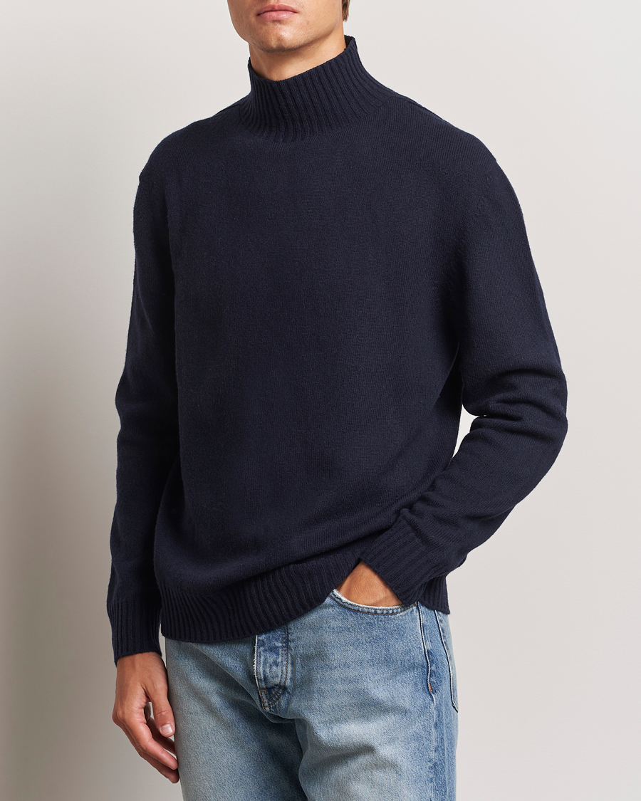 Herre | Gensere | NN07 | Clark Wool Knitted Polo Navy Blue