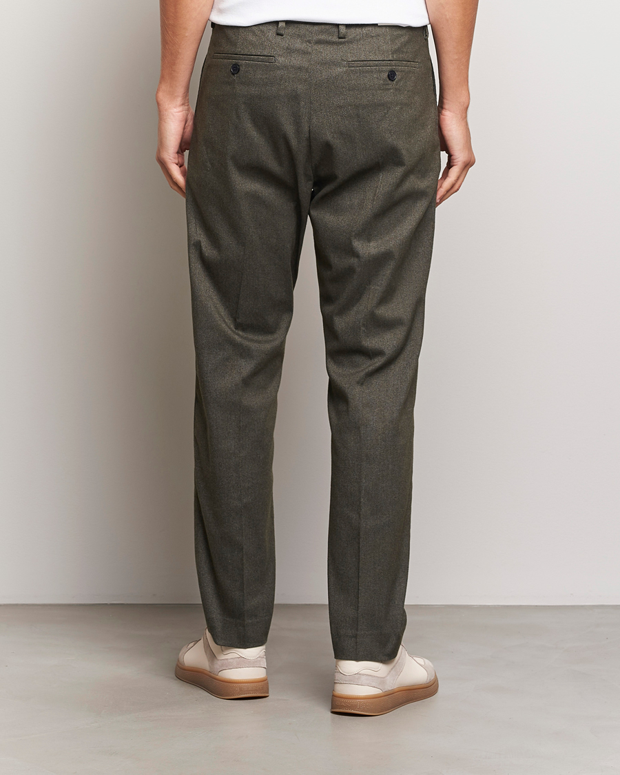 Herre | Bukser | NN07 | Bill Pleated Brushed Cotton Trousers Dark Army