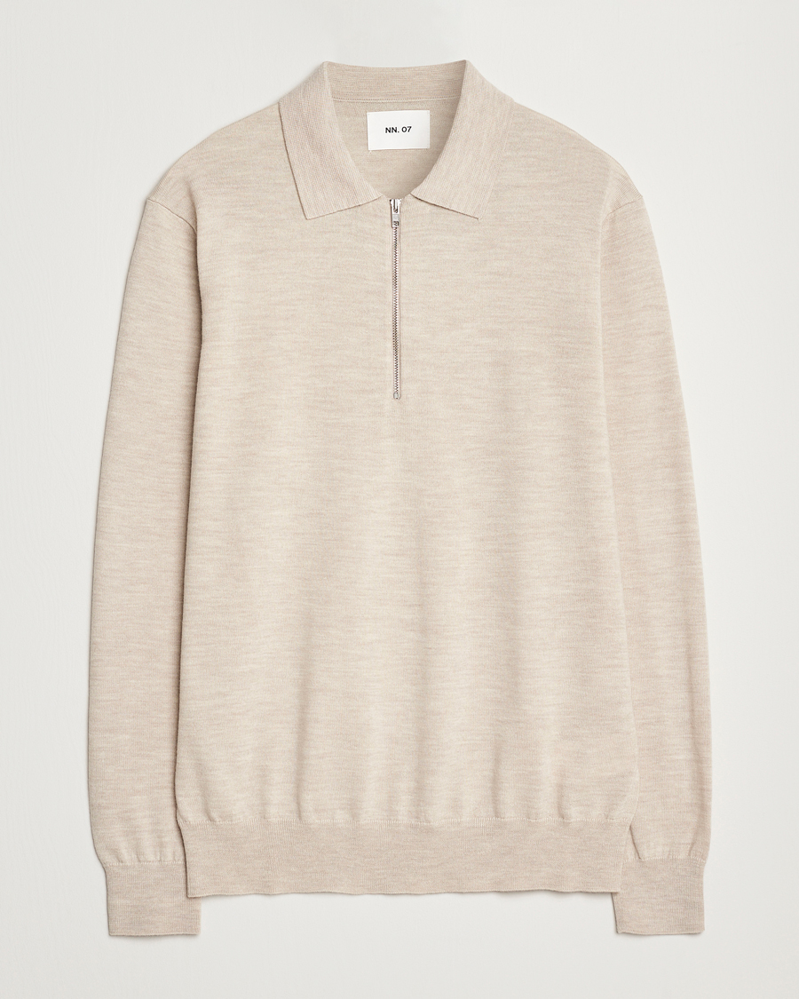 Herre | Gensere | NN07 | Sergio Half Zip Light Khaki Melange