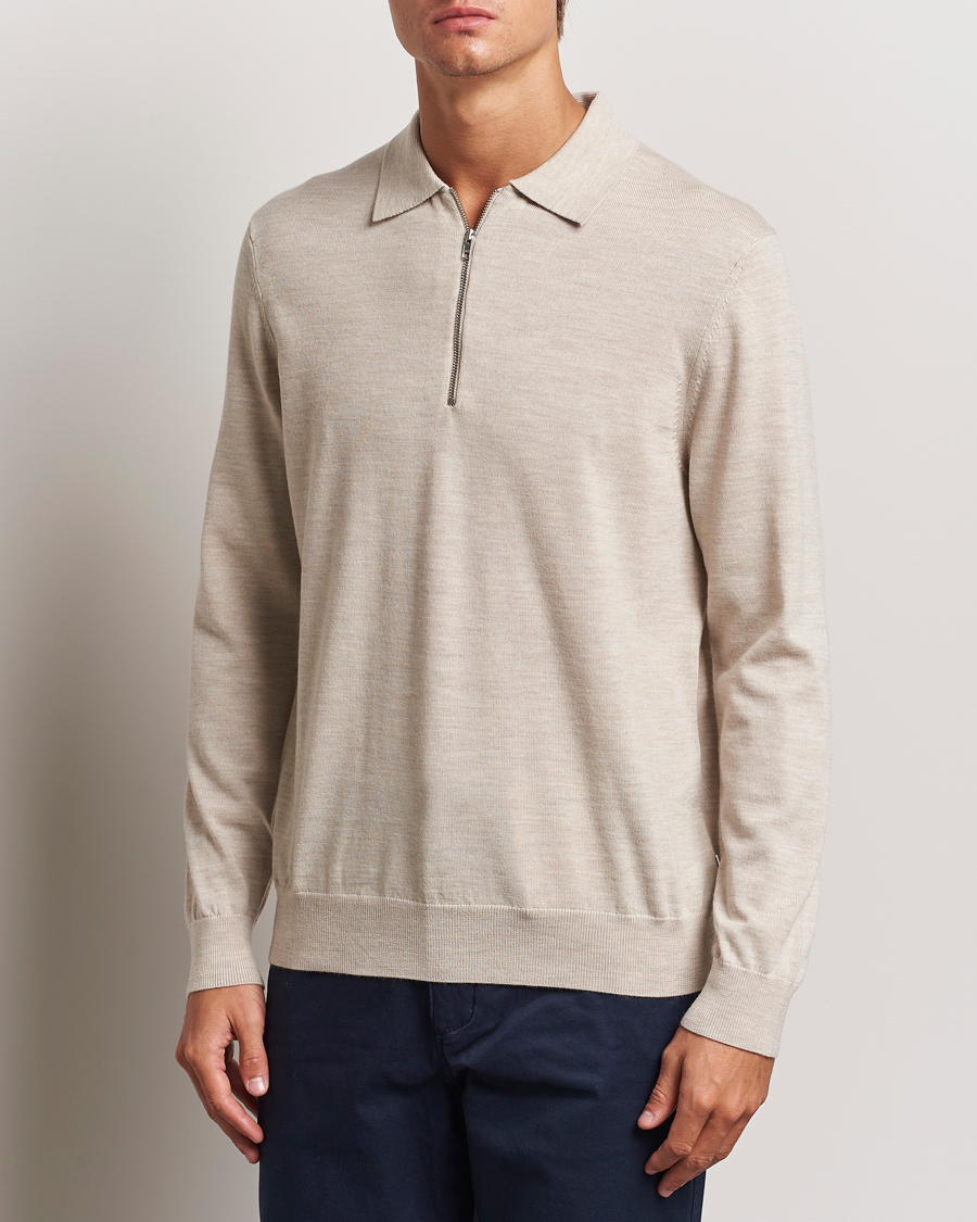 Herre | Gensere | NN07 | Sergio Half Zip Light Khaki Melange