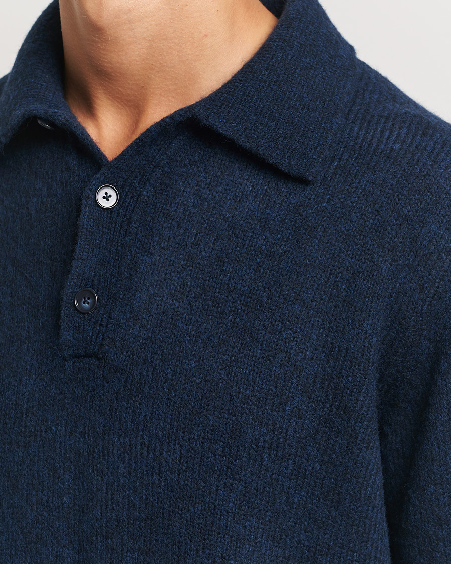 Herre | Gensere | NN07 | Lee Brushed Wool Polo Navy Blue