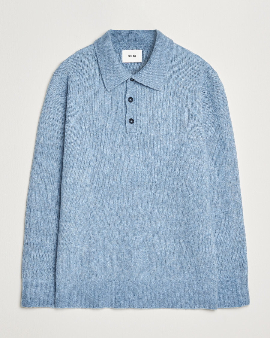 Herre | Gensere | NN07 | Lee Brushed Wool Polo Tink Blue