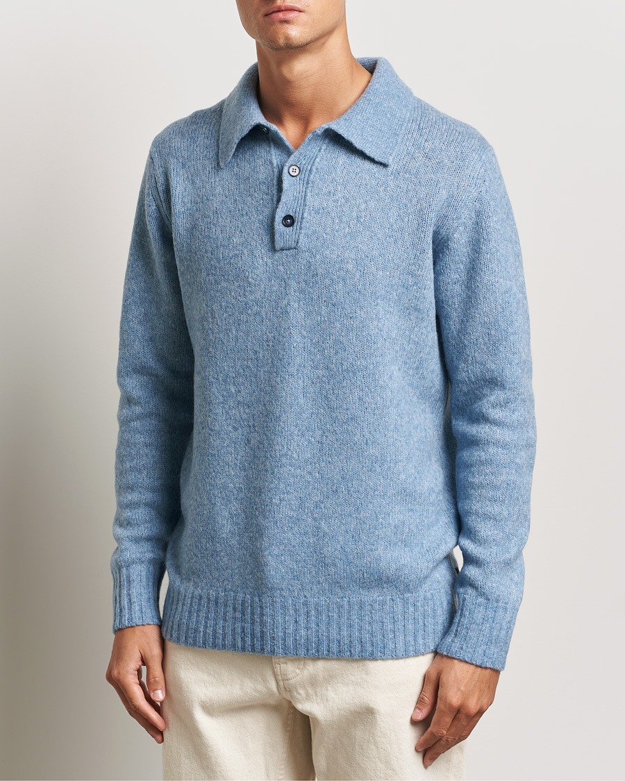 Herre | Gensere | NN07 | Lee Brushed Wool Polo Tink Blue