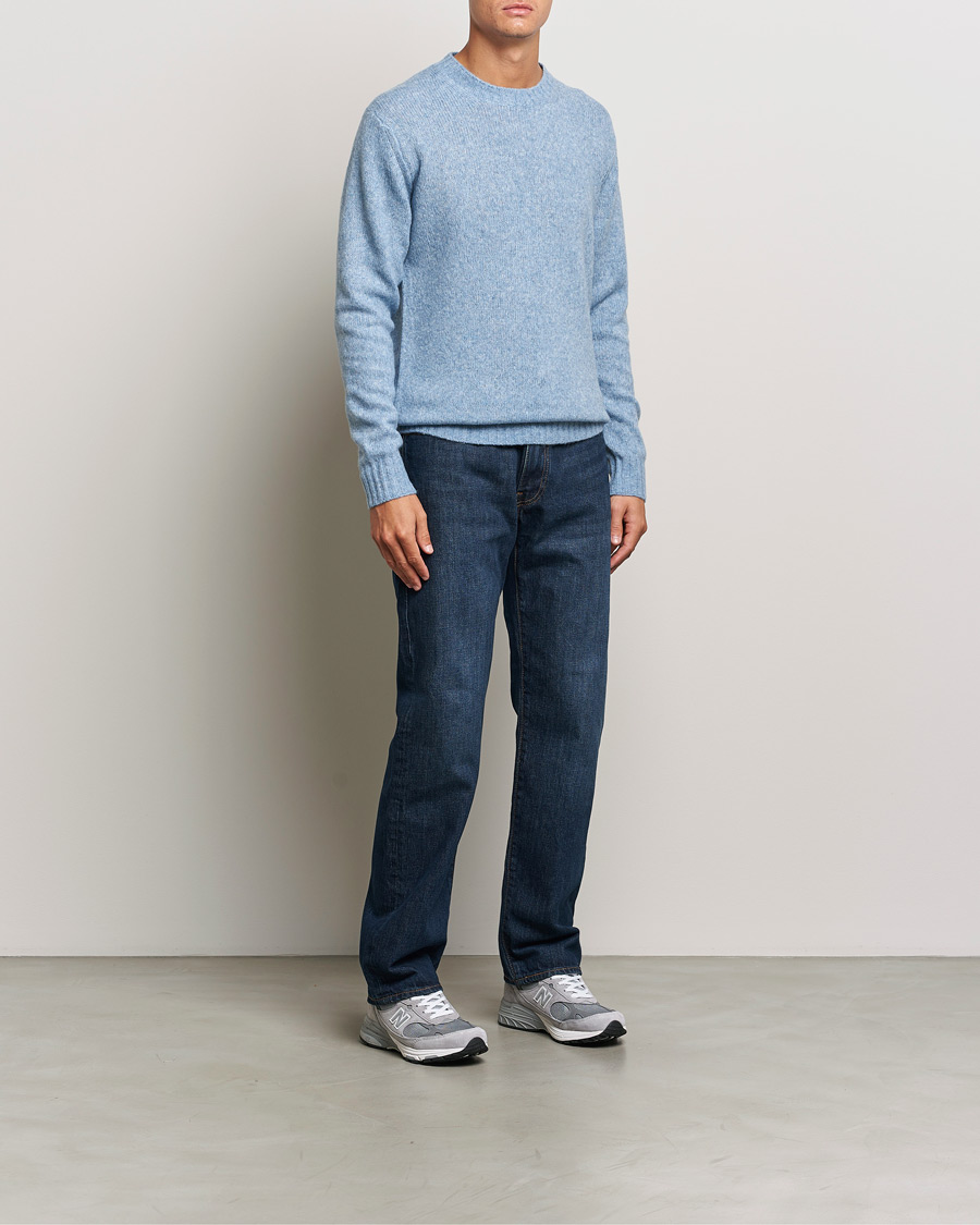 Herre | Gensere | NN07 | Lee Brushed Wool Crew Neck Tink Blue